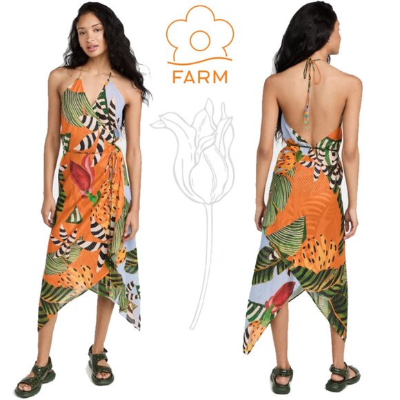 Farm Rio Striped Bananas Cover-Up Dress